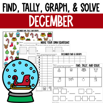 Preview of December Math | Find, Tally, Graph, and Solve | Christmas