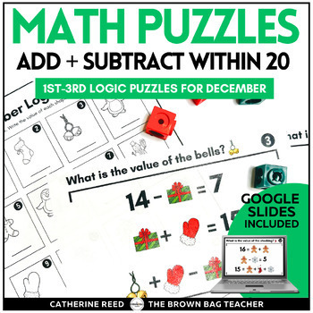 Preview of December Math Logic Puzzles: Addition & Subtraction within 20