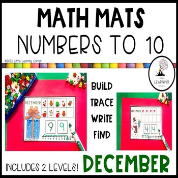 Preview of December Math Mats Numbers to 10 |  Holiday Counting Center Activity