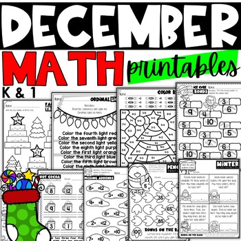 December Math Printables for Kindergarten and First Grade | TpT