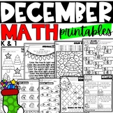 December Math Printables for Kindergarten and First Grade