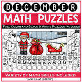 December Math Puzzles for Christmas Activities & Centers