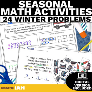 Preview of Winter Addition and Subtraction Word Problems Mixed Word Problem Activities