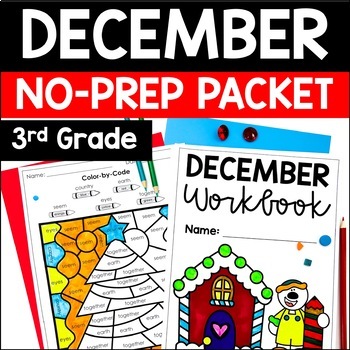 Preview of December Math and Reading Packet | 3rd Grade Christmas Math & Reading Activities