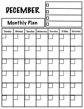 Preview of December Monthly Plans