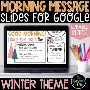 Preview of December Morning Message Templates Compatible with Google™  Slides