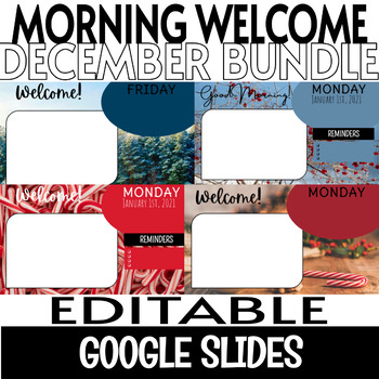 Preview of December Morning Welcome Slides Bundle