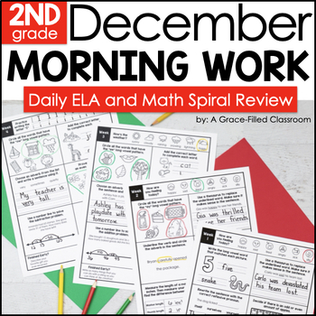 Preview of December Morning Work 2nd Grade ELA and Math