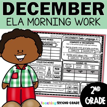 Preview of December Morning Work - 2nd Grade Spiral ELA Review Daily Language Worksheets