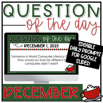Preview of December Morning Work - Writing Prompts - Daily December Google Slides
