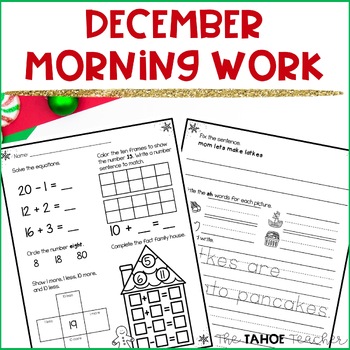 Preview of December Morning Work for First Grade | Christmas, Homework, Spiral Review