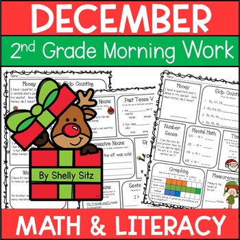 Preview of December Morning Work for Second Grade | Math and Literacy Spiral Review