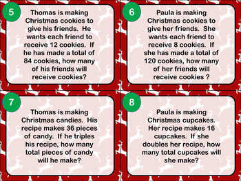 December Multiplication & Division Word Problem Task Cards | TPT