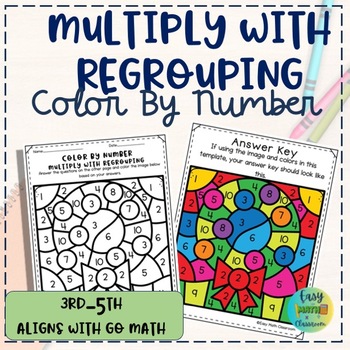 Preview of December Multiply With Regrouping Color By Number Worksheet