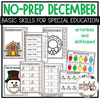 Preview of December NO-PREP Basic Skills for Special Education