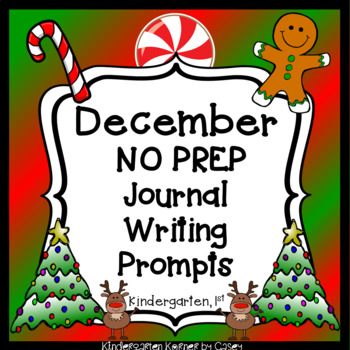 Preview of December Writing Journals Christmas Hanukkah Journal Writing Prompts Centers K 1