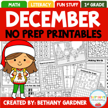 Preview of December NO PREP Printables Packet - Christmas/Holiday Season - First Grade