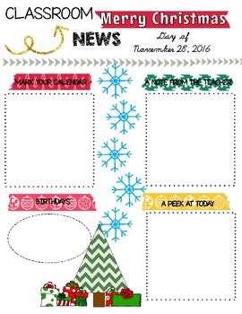 December Newsletter Template by Elizabeth Wiley TPT