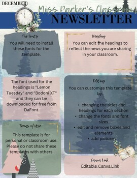 December Newsletter Template Editable -BOHO by Parked in 7th | TPT