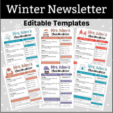 December Newsletter Template, Editable Weekly Winter Christmas