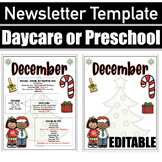 December Newsletter Template for Daycare and Teachers