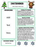 December Newsletter Template with Home Connections for Preschool