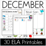 December No Prep ELA First Grade Winter Printables