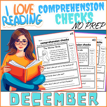 Preview of December No Prep Reading Comprehension Checks:30 Simple Stories for Early Reader
