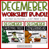 December No Prep Worksheets Gingerbread and Christmas Tree