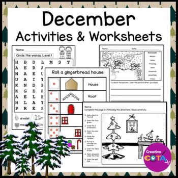 Preview of Occupational Therapy December Literacy Math & Writing Worksheets & Activities