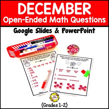 Preview of December Open-Ended Math Questions for Journals/Do-Nows Low Prep Printables