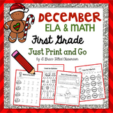 December PRINT AND GO: ELA & Math {First Grade}