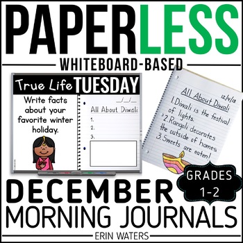 Preview of December 1st Grade + 2nd Grade Morning Work - 1st + 2nd Grade Writing Prompts