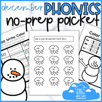 Preview of December Phonics Packet Activities (No Prep)