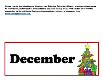 Preview of December Pocket Chart Calendar Cards