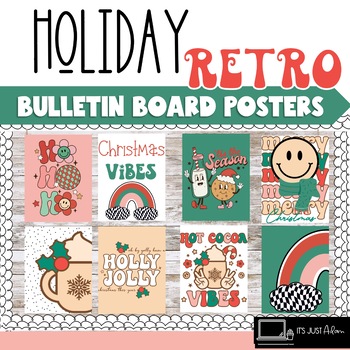Preview of December Posters Bulletin Board Christmas Posters Retro Rainbow Holidays