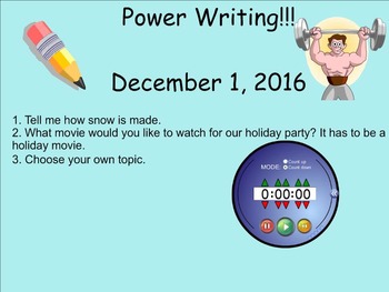 Preview of December Power Writing Prompts on SmartNotebook