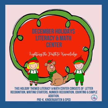 Preview of December Literacy & Math Center, Pre K-K & SPED