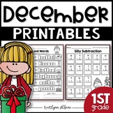 December Printables - First Grade Math and Literacy Packet