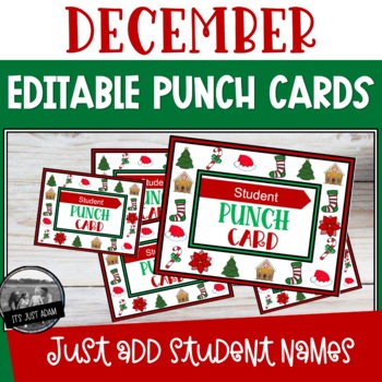 Preview of December Punch Cards ll Editable Christmas Punch Card Reward System