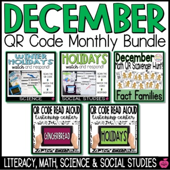 Preview of December QR Codes | Language Arts, Math, Science, and Social Studies