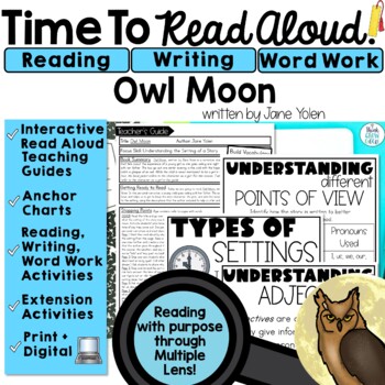 Preview of February Read Aloud Point of View Anchor Chart Owl Moon Figurative Language