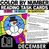December Reading Comprehension Task Cards - Color by Numbe