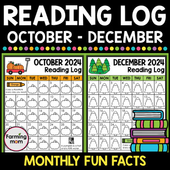 Preview of October Reading Log Fall Coloring Pages 2024 Calendar
