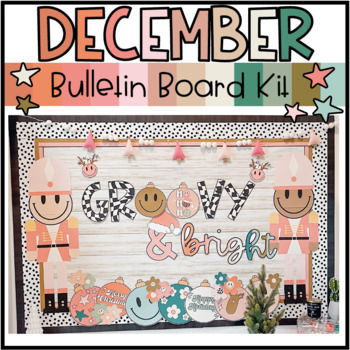 Preview of December Retro Bulletin Board // Groovy and Bright Christmas Decor