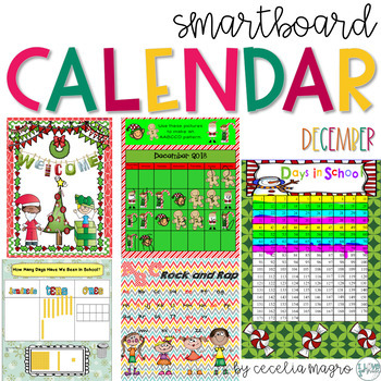 Preview of December SMARTBoard Calendar Morning Meeting First Grade
