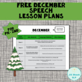 FREE December Speech Lesson Plans PK-2nd