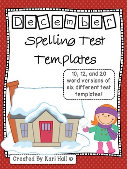 Preview of December Spelling Test Templates