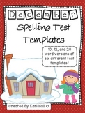 December Spelling Test Templates