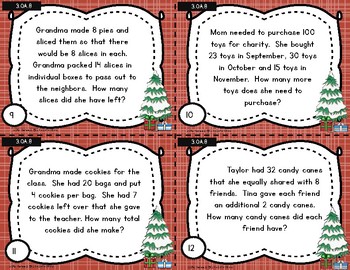 December Spiral Review Math Task Cards by City Girl Resources | TpT